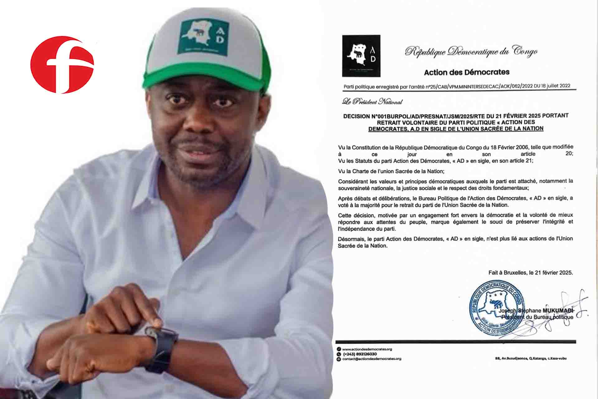 RDC: Le retrait d'un parti politique membre de l'Union Sacrée de la Nation s'observe 


